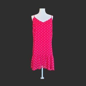 Old Navy Spaghetti Strap Racerback Drop Waist Red/ White Print Slip Dress Size L